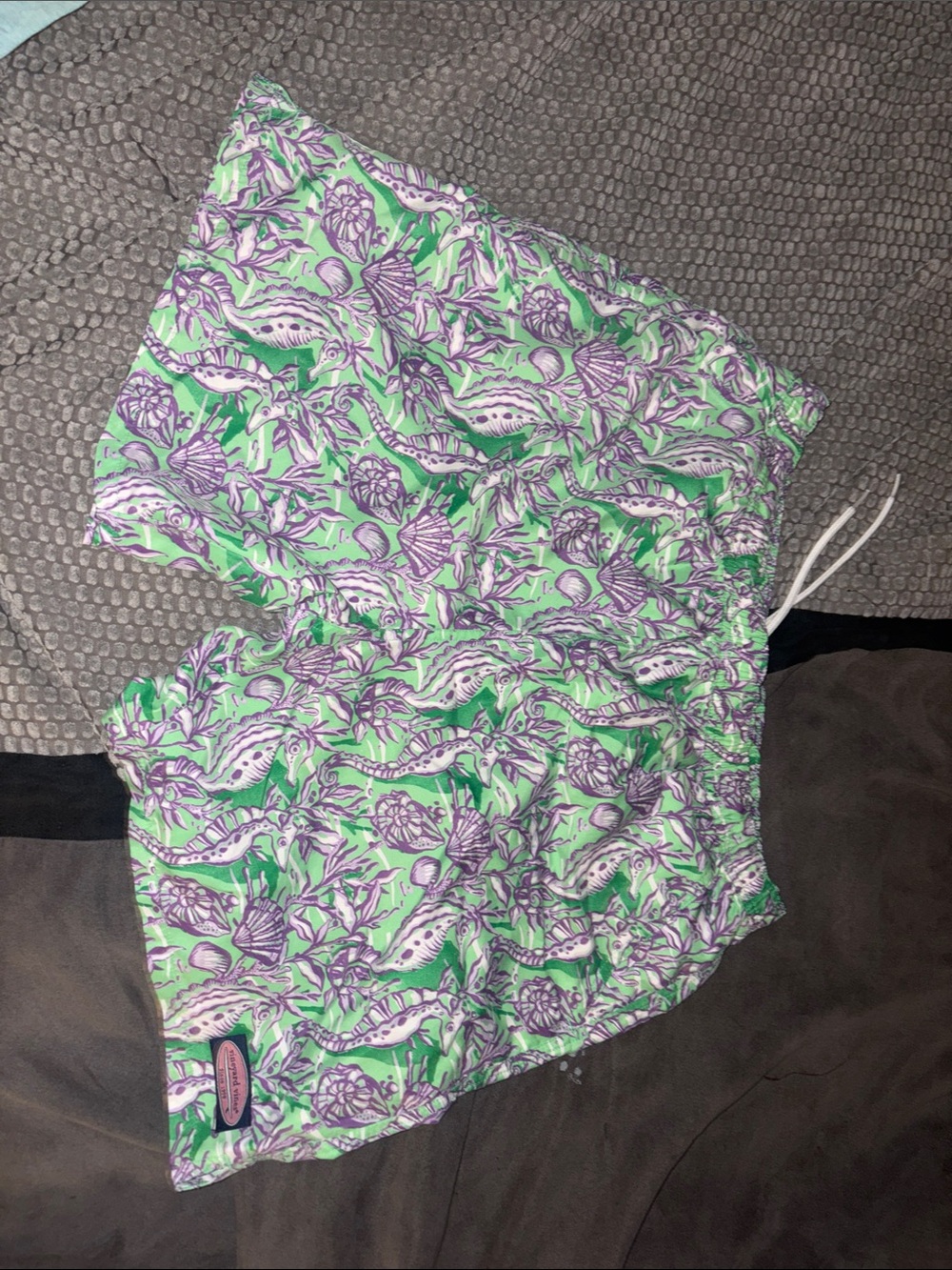 Vineyard Vines Mint Green & Purple Seashell Print Swim Trunks